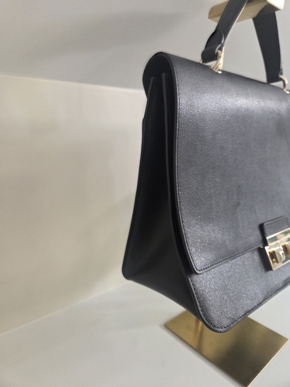 Furla Bella M Saffiano Leather Black Top Handle With Crossbody Strap - Picture 5 of 9